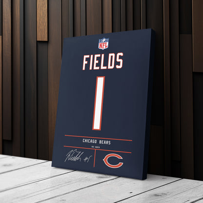 Justin Fields Bears Jersey Canvas Print | Wall Art Decor