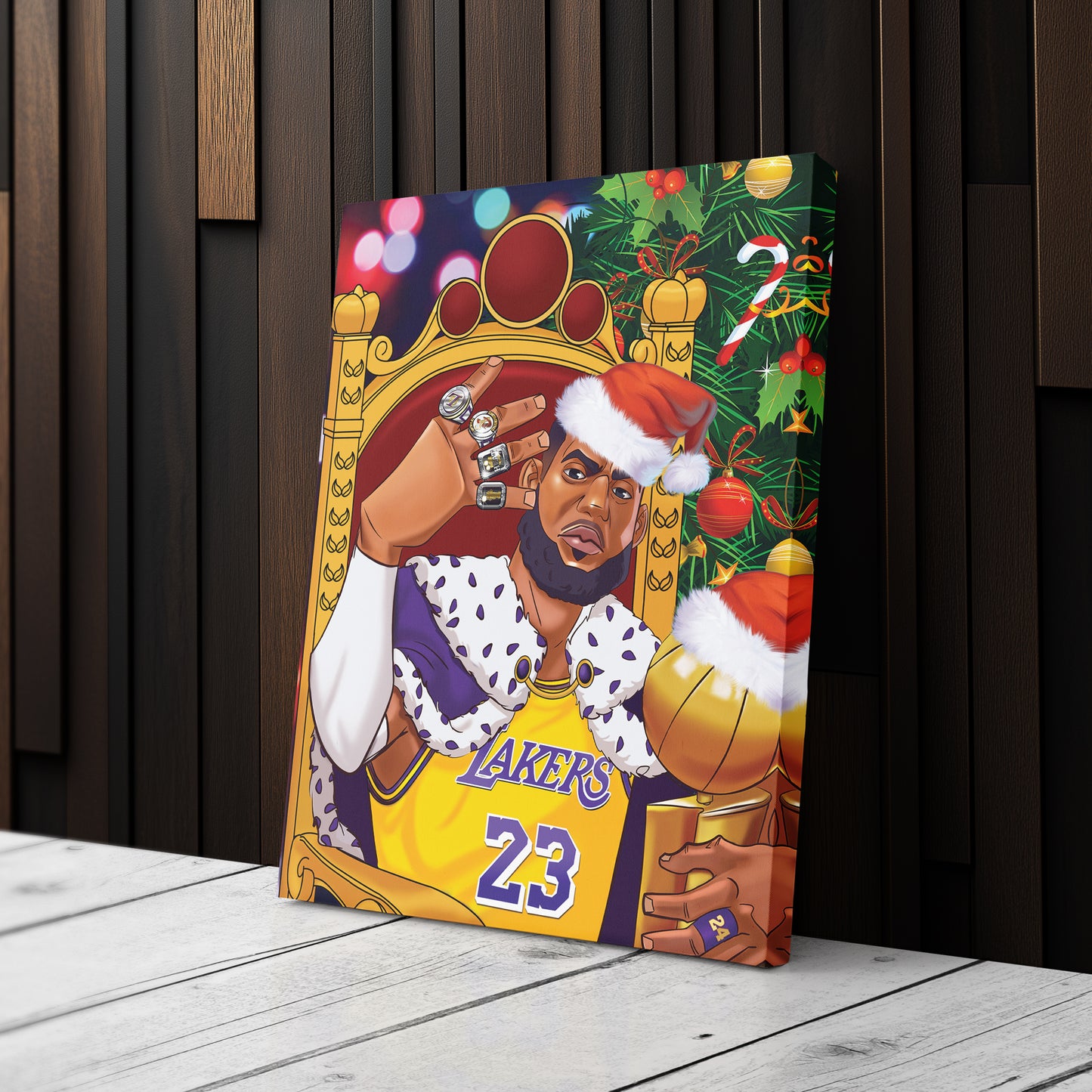 LeBron James Christmas Canvas Print | Festive Basketball Wall Art
