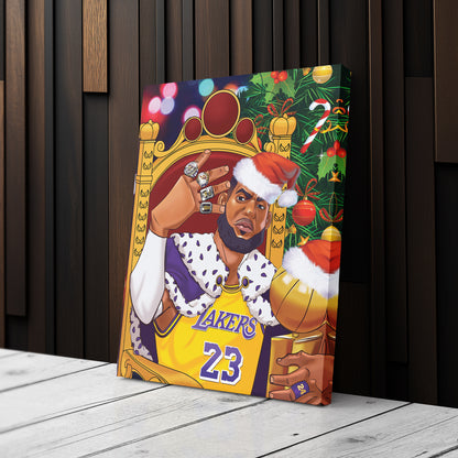LeBron James Christmas Canvas Print | Festive Basketball Wall Art