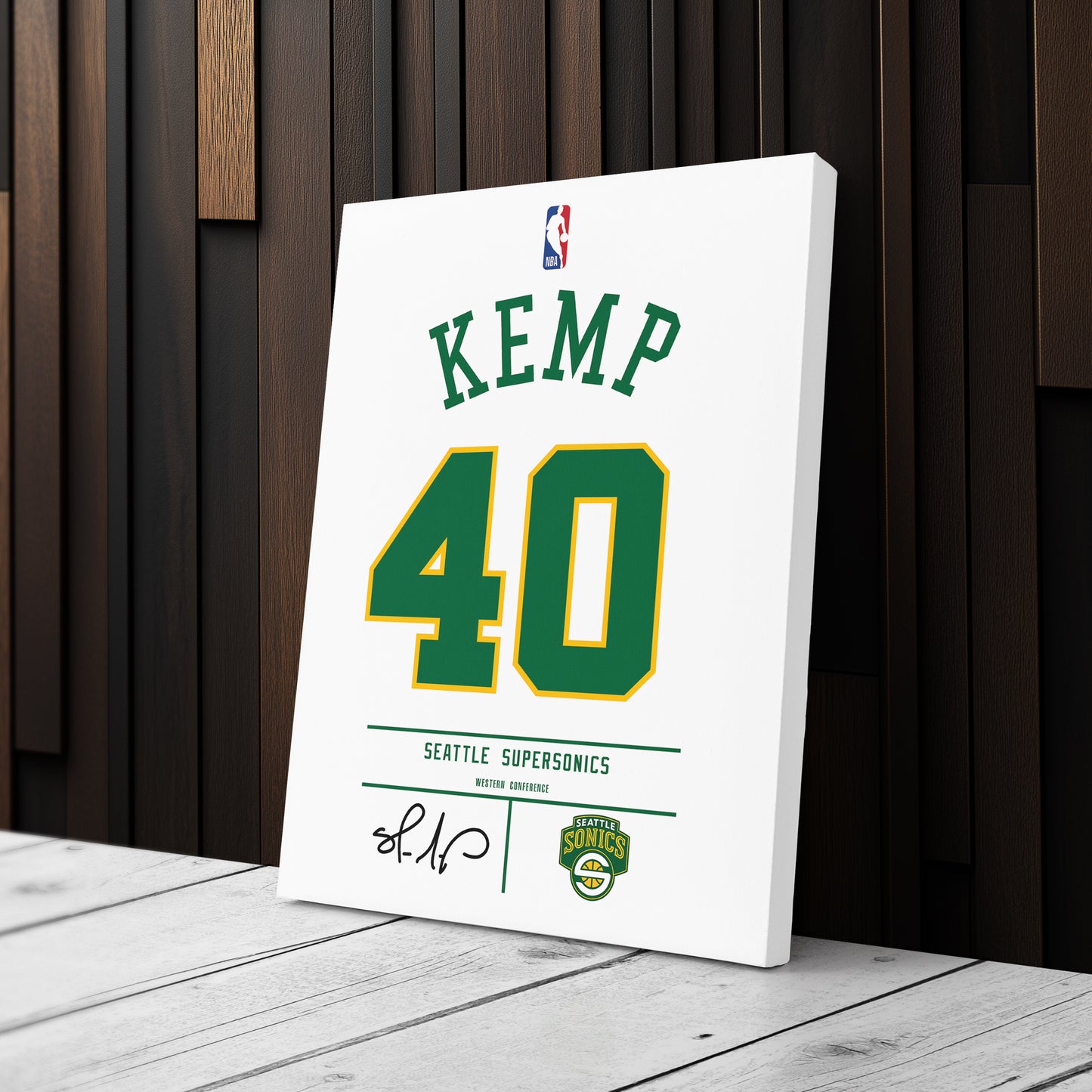 Shawn Kemp Seattle SuperSonics Jersey Canvas Wall Art