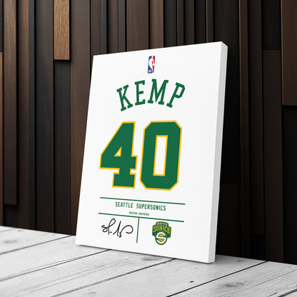 Shawn Kemp Seattle SuperSonics Jersey Canvas Wall Art