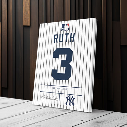 Babe Ruth Yankees Jersey Canvas Print | Wall Art Decor