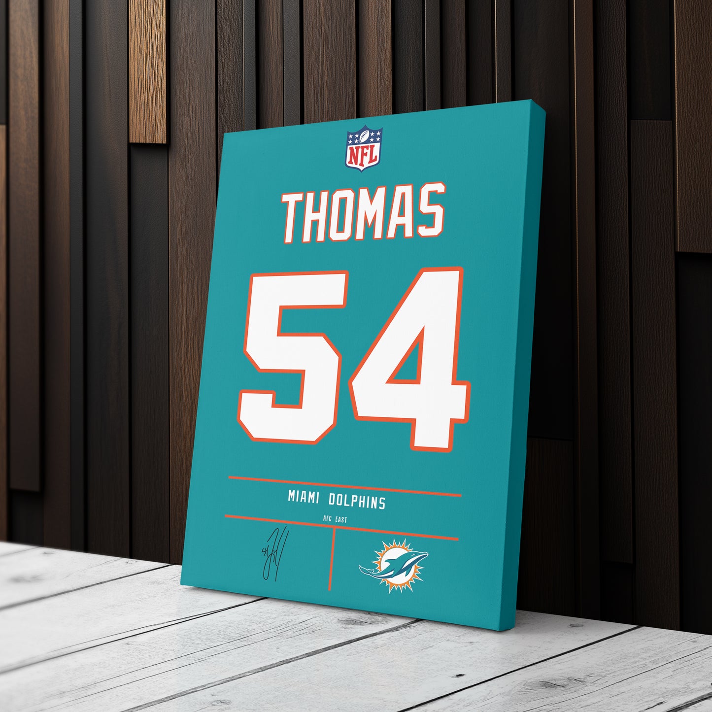 Zach Thomas Dolphins Jersey Canvas Print | Wall Art Decor