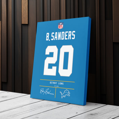 Barry Sanders Lions Jersey Canvas Print | Wall Art Decor