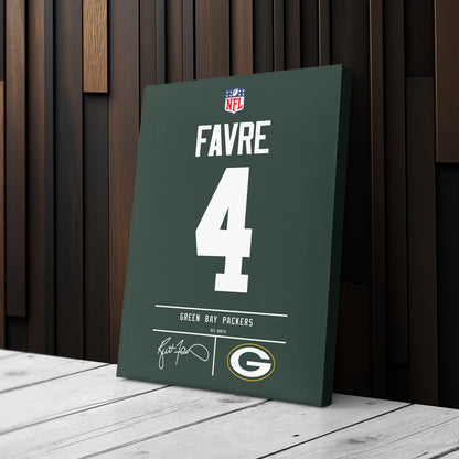 Brett Favre Packers Jersey Canvas Print | Wall Art Decor