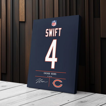 D'Andre Swift Bears Jersey Canvas Print | Wall Art Decor