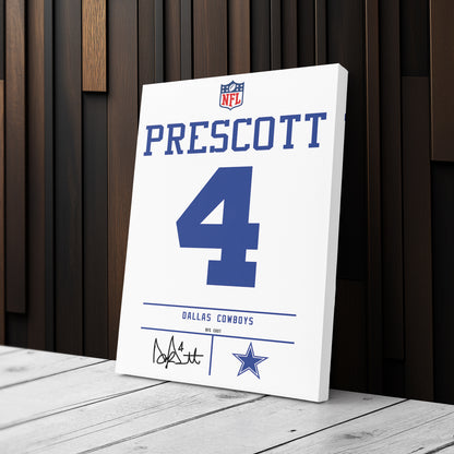 Dak Prescott Cowboys Jersey Canvas Print | Wall Art Decor