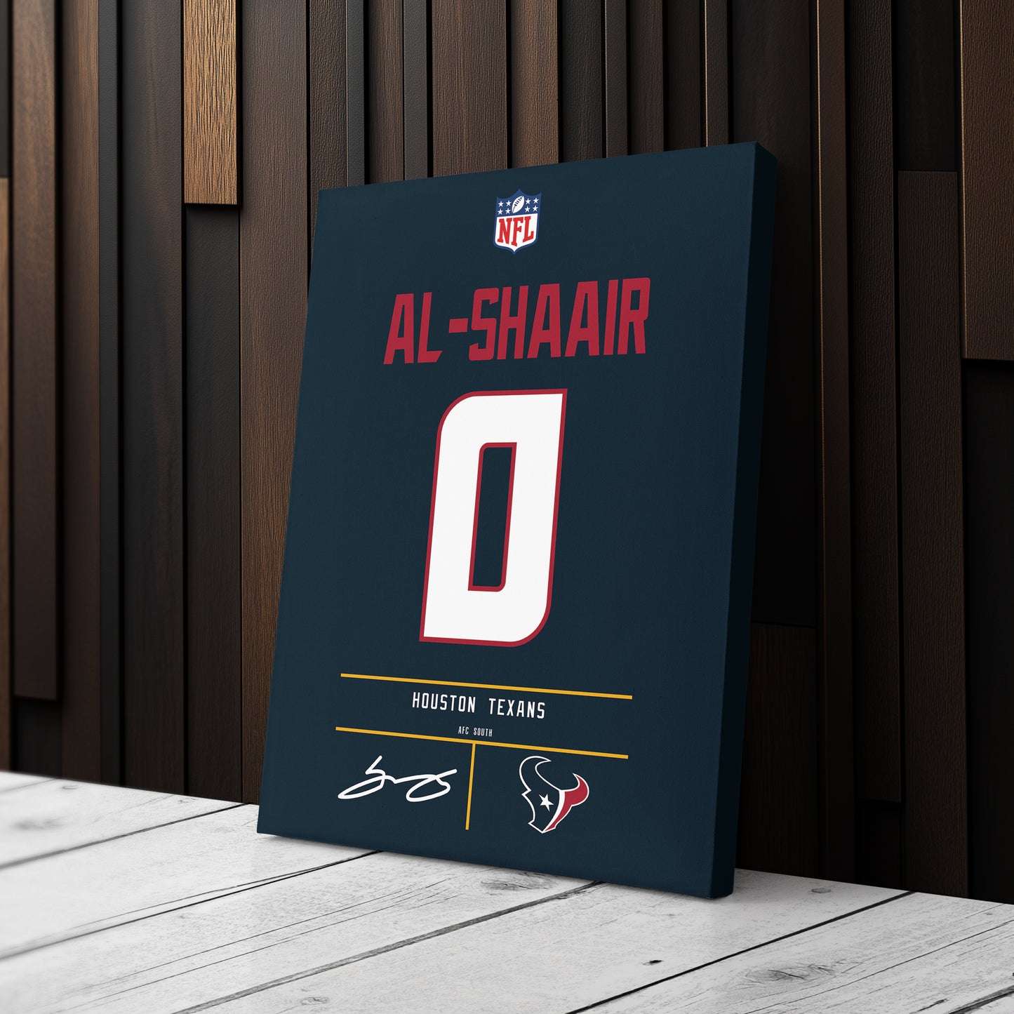 Azeez Al-Shaair Houston Texans Jersey Canvas Wall Art