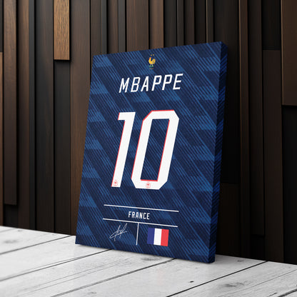 Kylian Mbappe France Jersey Canvas Wall Art