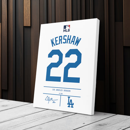 Clayton Kershaw Dodgers Jersey Canvas Print | Wall Art Decor