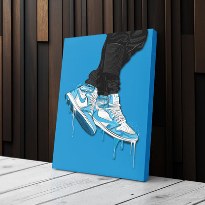 Air Jordan 1 Mid Light Blue Canvas Print | Sneakerhead Wall Art