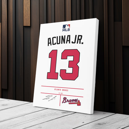 Ronald Acuña Jr. Braves Jersey Canvas Print | Wall Art Decor