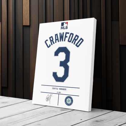 JP Crawford Seattle Mariners Jersey Canvas Wall Art