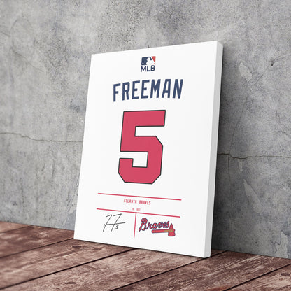 Freddie Freeman Braves Jersey Canvas Print | Wall Art Decor