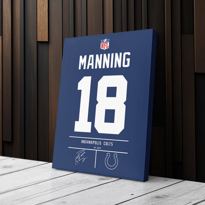 Peyton Manning Colts Jersey Canvas Print | Wall Art Decor
