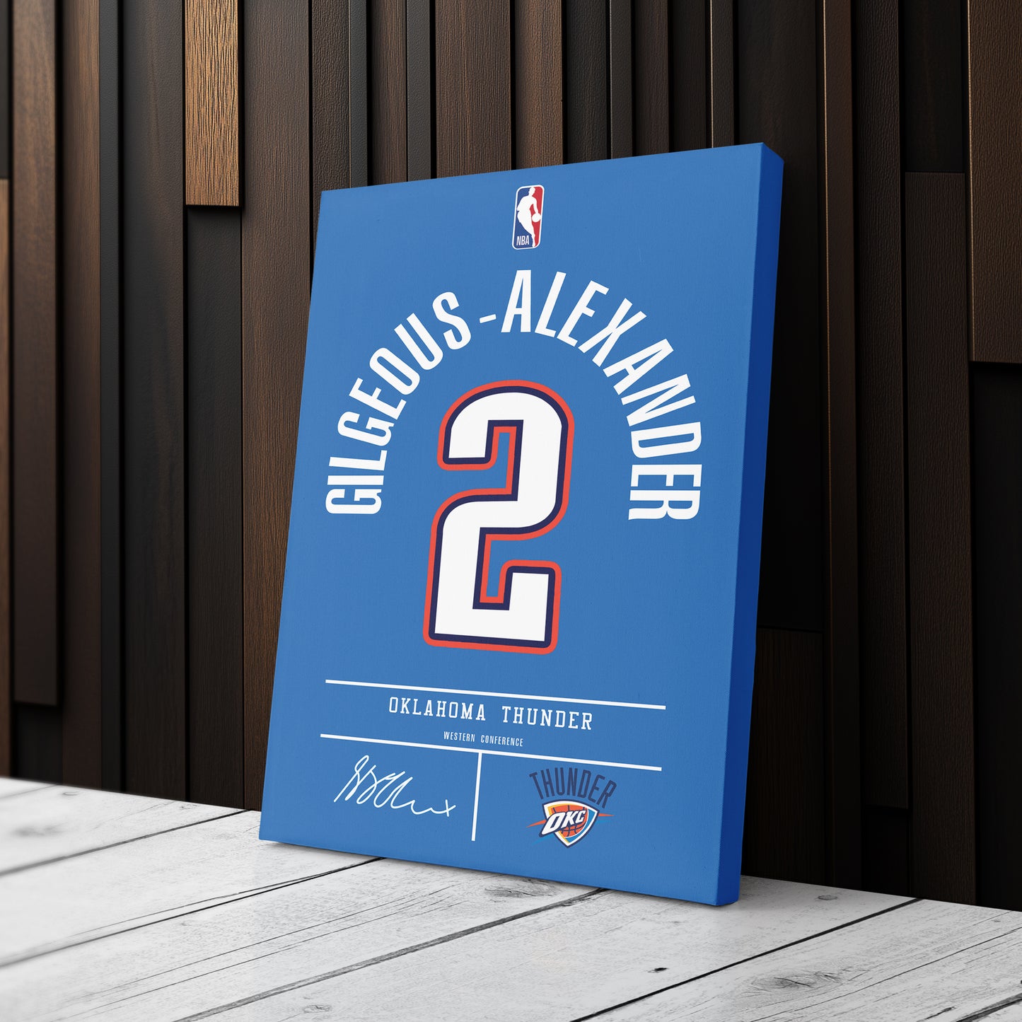 Shai Gilgeous-Alexander Thunder Jersey Canvas Print | Wall Art Decor