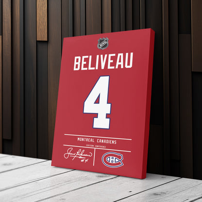 Jean Beliveau Canadiens Jersey Canvas Print | Wall Art Decor