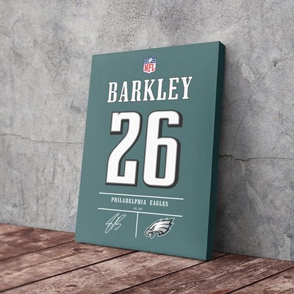 Saquon Barkley Eagles Jersey Canvas Print | Wall Art Decor