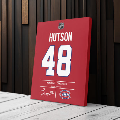 Lane Hutson Montreal Canadiens Jersey Canvas Wall Art
