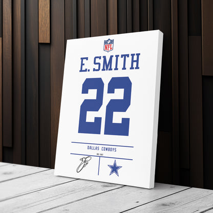 Emmitt Smith Cowboys Jersey Canvas Print | Wall Art Decor