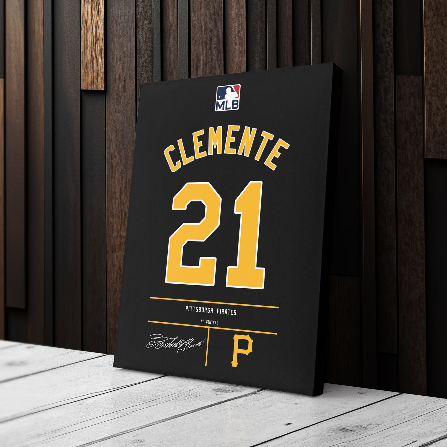 Roberto Clemente Pittsburgh Pirates Black Jersey Canvas Wall Art