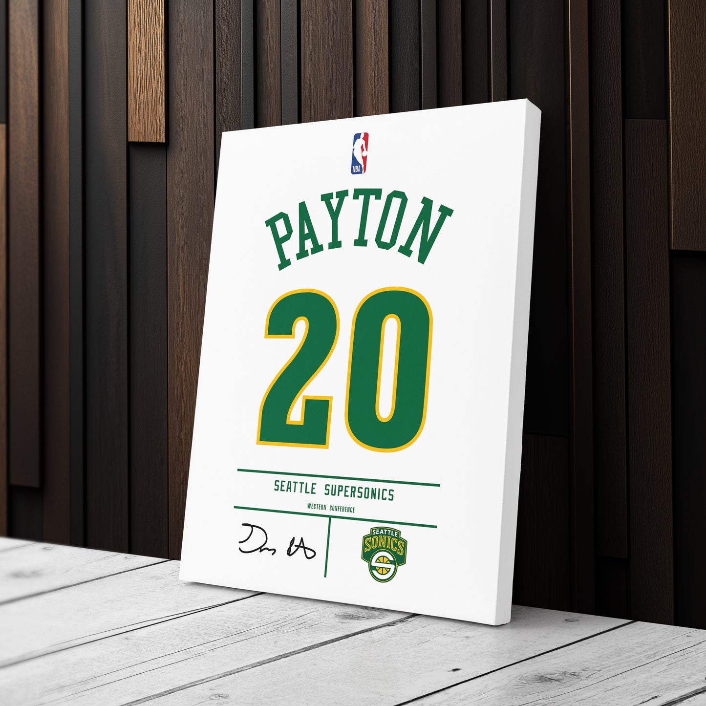 Gary Payton Seattle SuperSonics Jersey Canvas Wall Art