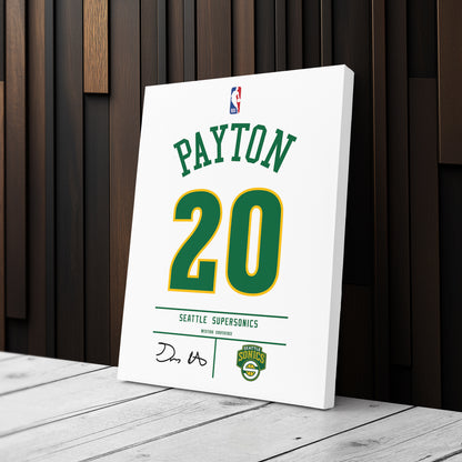 Gary Payton Seattle SuperSonics Jersey Canvas Wall Art