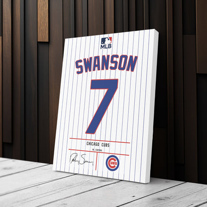 Dansby Swanson Cubs Jersey Canvas Print | Wall Art Decor