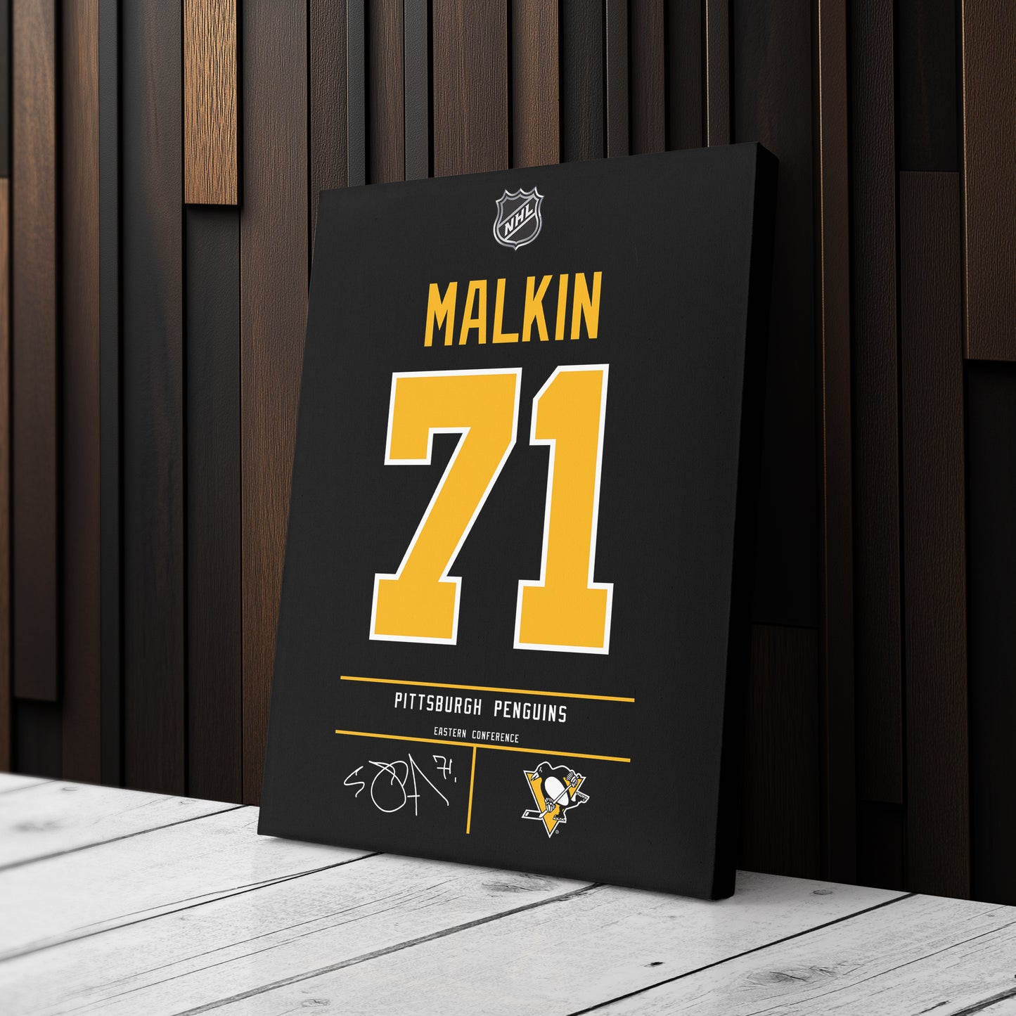 Evgeni Malkin Pittsburgh Penguins Jersey Canvas Wall Art