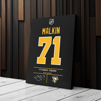 Evgeni Malkin Pittsburgh Penguins Jersey Canvas Wall Art