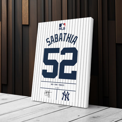 CC Sabathia New York Yankees Jersey Canvas Wall Art
