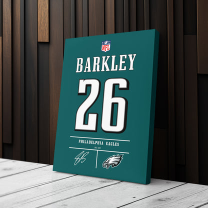Saquon Barkley Eagles Jersey Canvas Print | Wall Art Decor