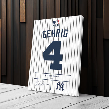 Lou Gehrig Yankees Jersey Canvas Print | Wall Art Decor
