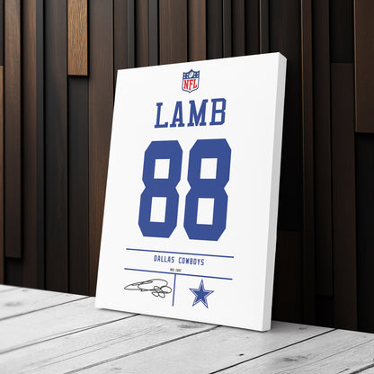 CeeDee Lamb Cowboys Jersey Canvas Print | Wall Art Decor