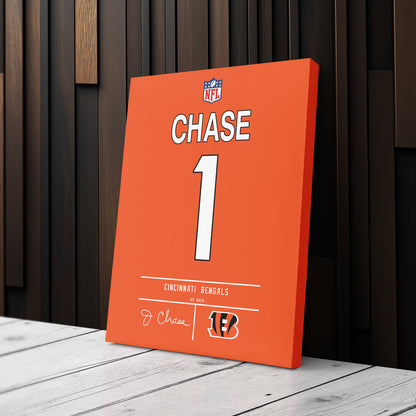 Ja'Marr Chase Bengals Jersey Canvas Print | Wall Art Decor
