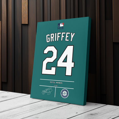 Ken Griffey Jr. Mariners Seal Jersey Canvas Print | Wall Art Decor