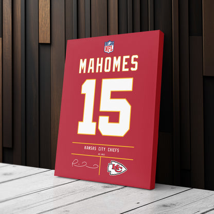 Patrick Mahomes Chiefs Jersey Canvas Print | Wall Art Decor