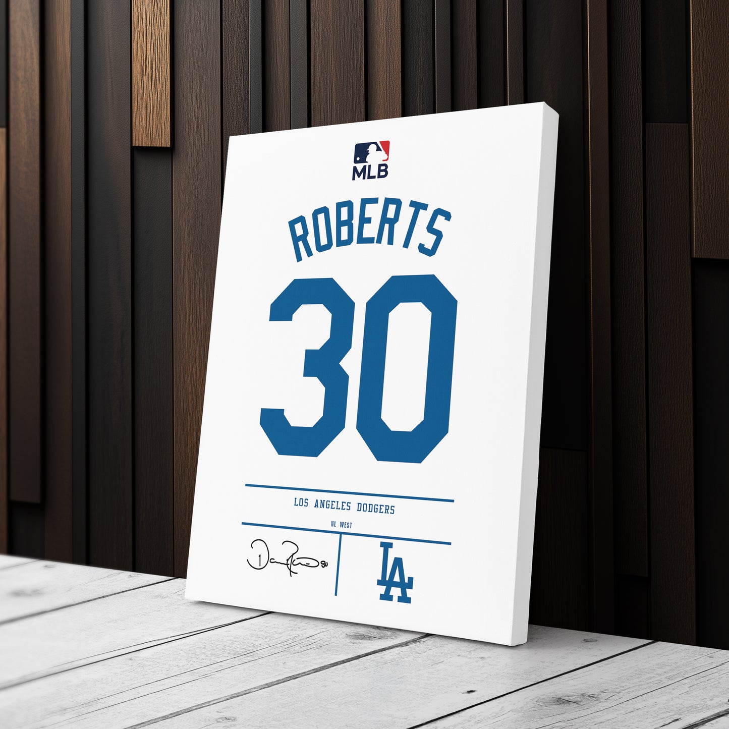 Dave Roberts Los Angeles Dodgers Jersey Canvas Wall Art