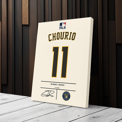 Jackson Chourio Brewers Jersey Canvas Print | Wall Art Decor