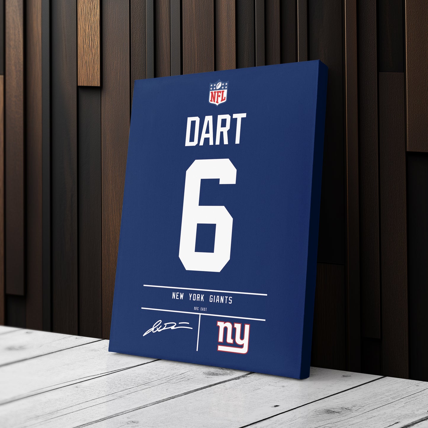 Jaxson Dart New York Giants Jersey Canvas Wall Art