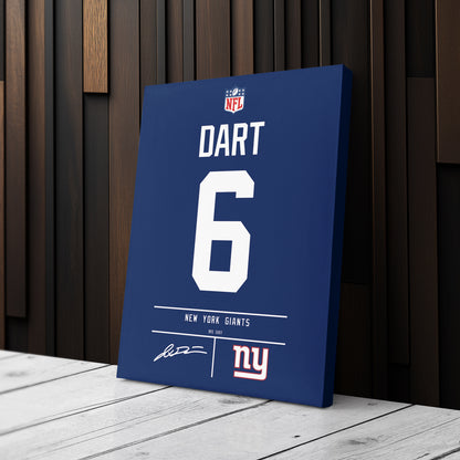 Jaxson Dart New York Giants Jersey Canvas Wall Art