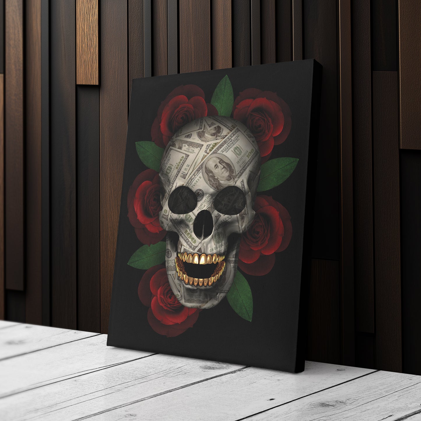 Skull 'Money Talks' Canvas Print | Dark Aesthetic Wall Art Decor
