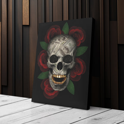 Skull 'Money Talks' Canvas Print | Dark Aesthetic Wall Art Decor