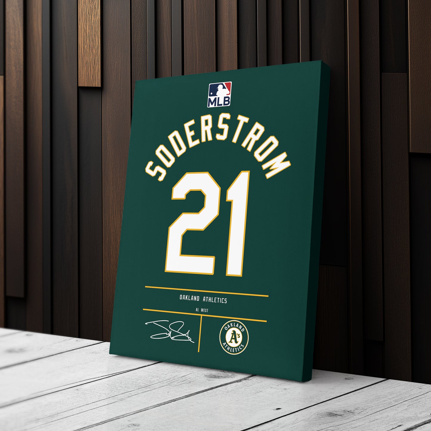 Tyler Soderstrom Oakland Athletics Green Jersey Canvas Wall Art