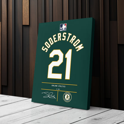 Tyler Soderstrom Oakland Athletics Green Jersey Canvas Wall Art