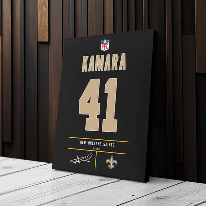 Alvin Kamara Saints Jersey Canvas Print | Wall Art Decor