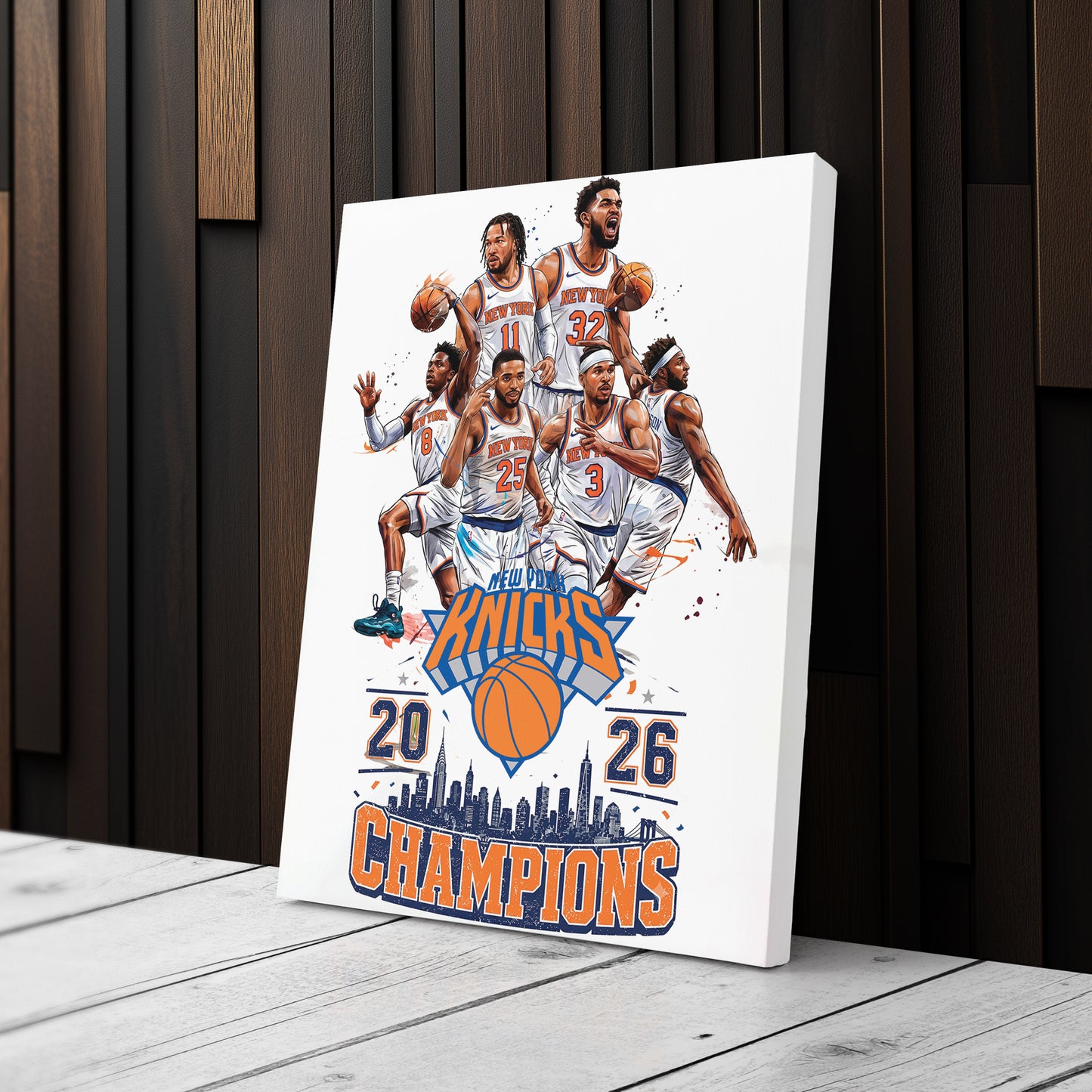 New York Knicks 2026 Champions Commemorative Canvas – Premium Framed Wall Art