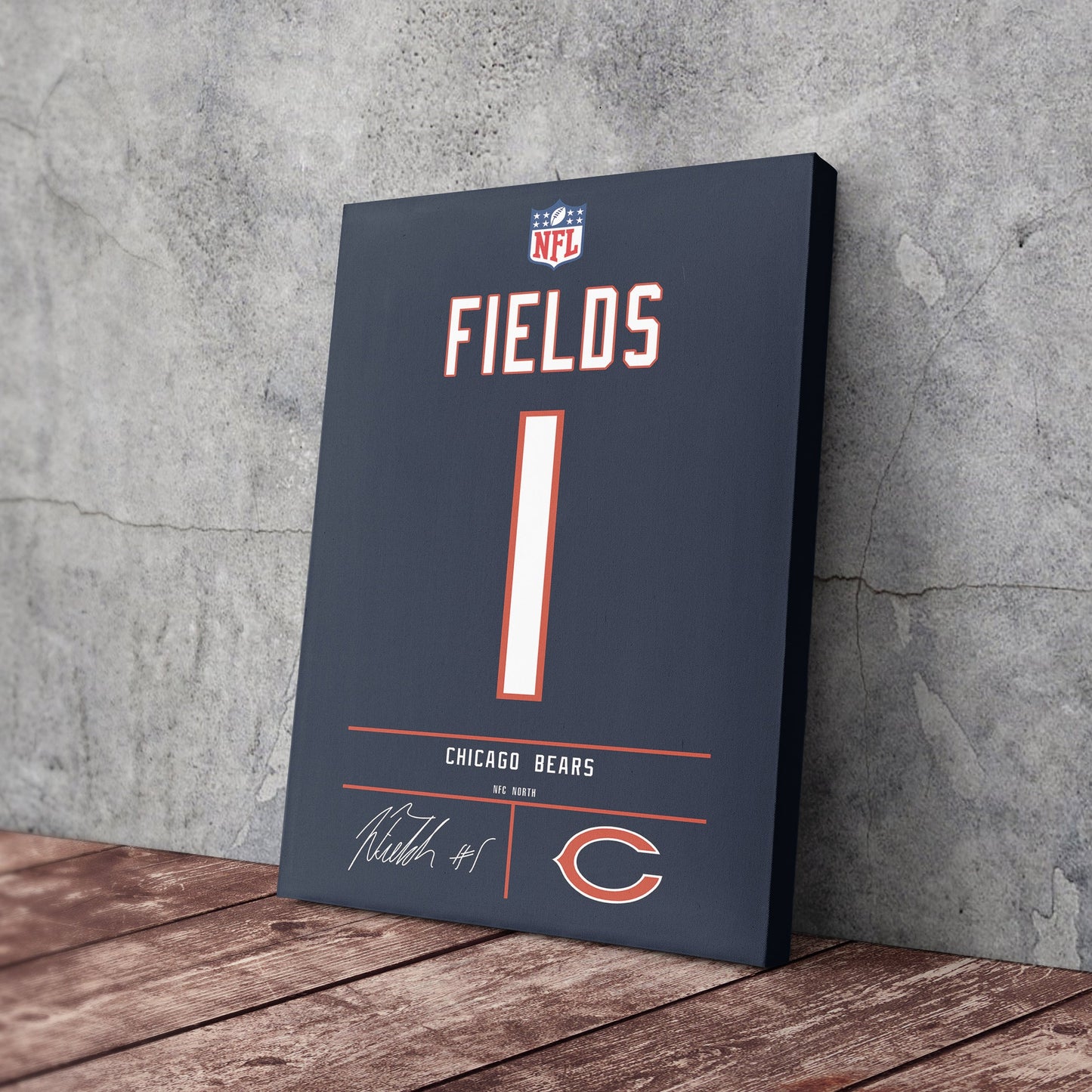 Justin Fields Bears Jersey Canvas Print | Wall Art Decor