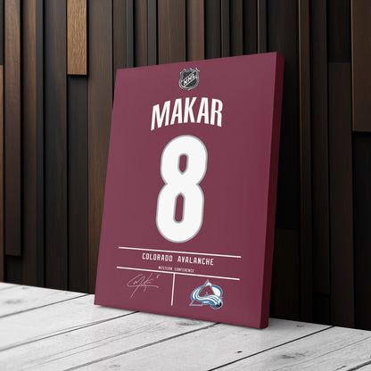 Cale Makar Avalanche Jersey Canvas Print | Wall Art Decor