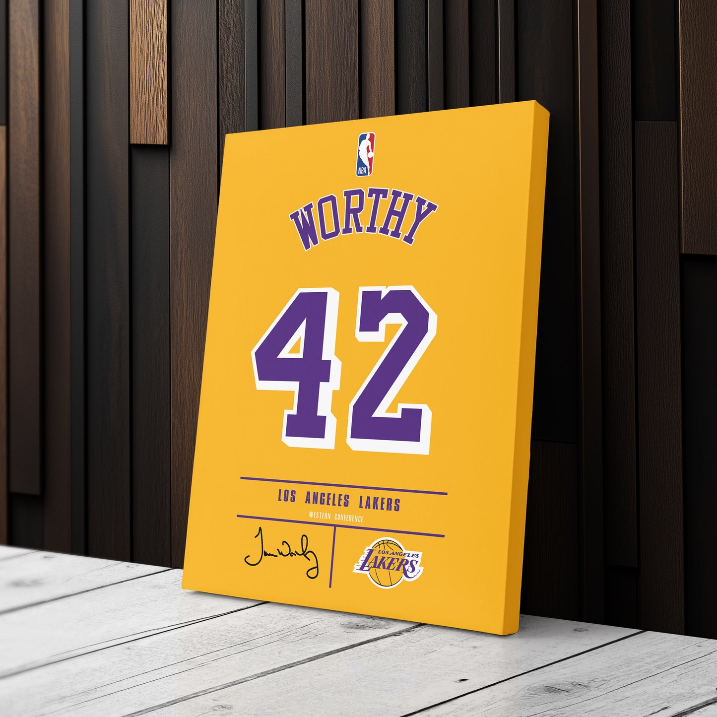 James Worthy Los Angeles Lakers Jersey Canvas Wall Art